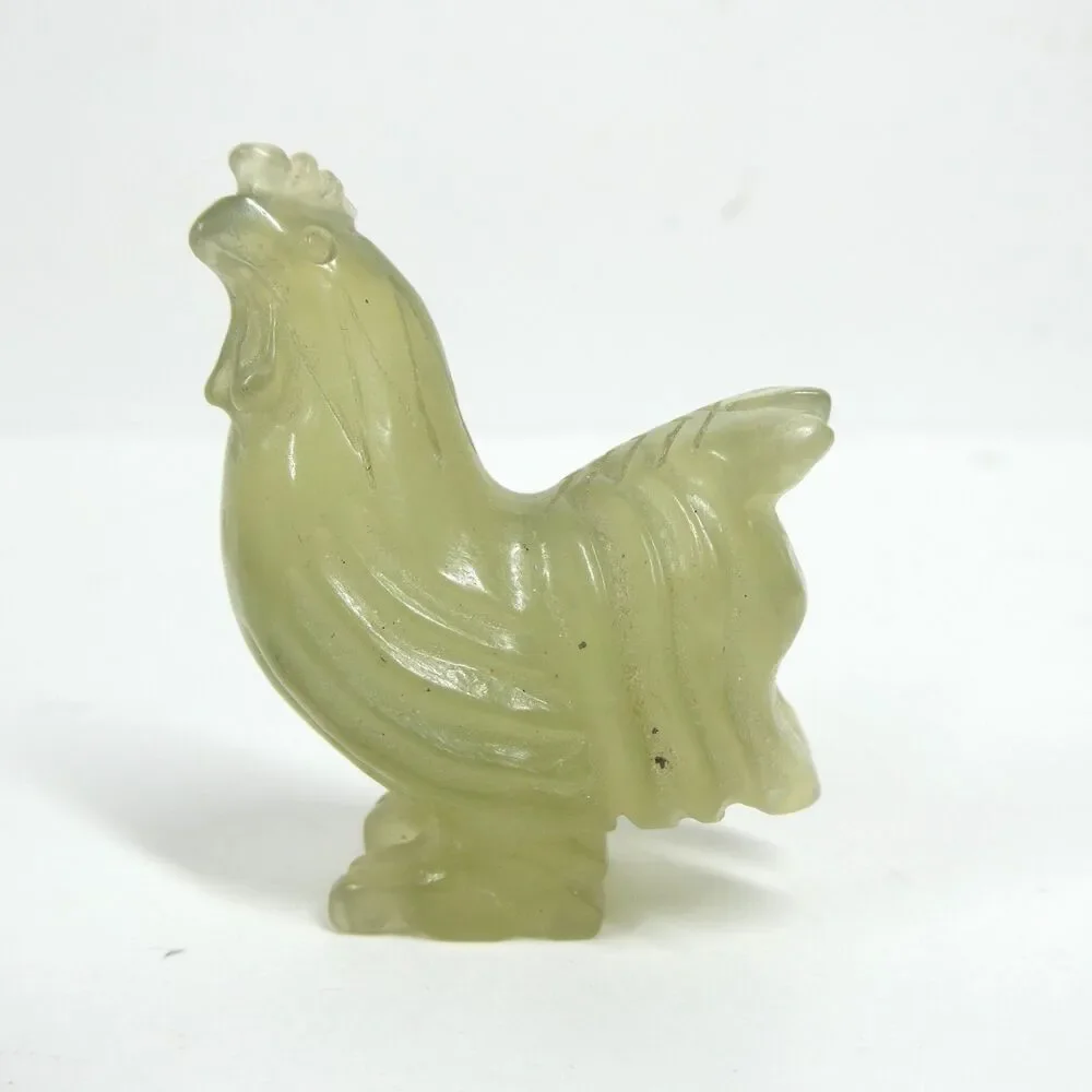 Jade Rooster Figurine Carved Sculpture 2